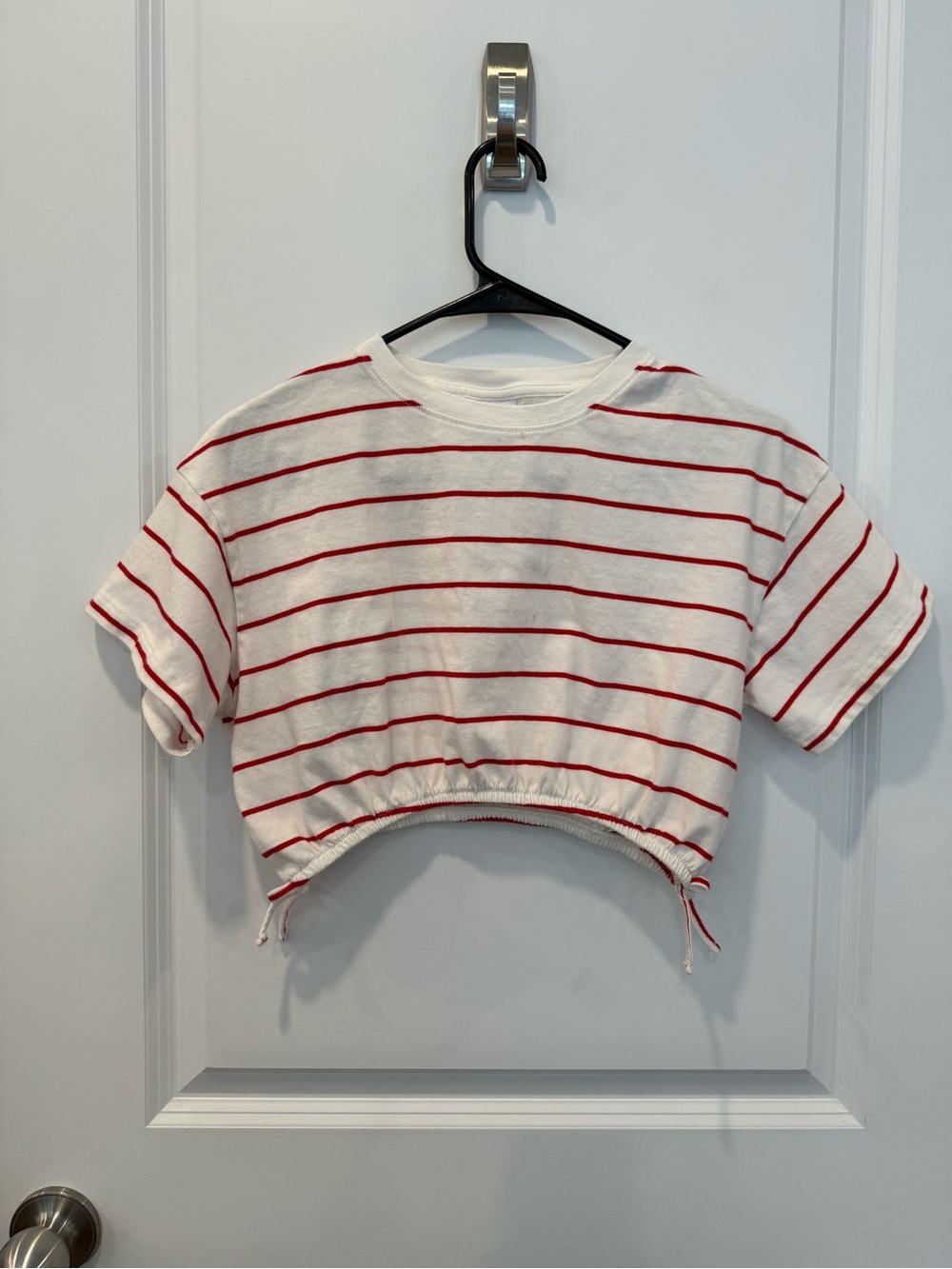 Zara White Tee with Red Stripes